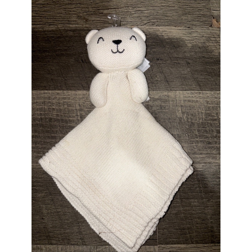 NWOT Carters Just One You Knit Pola Bear Lovey White Baby Security Blanket